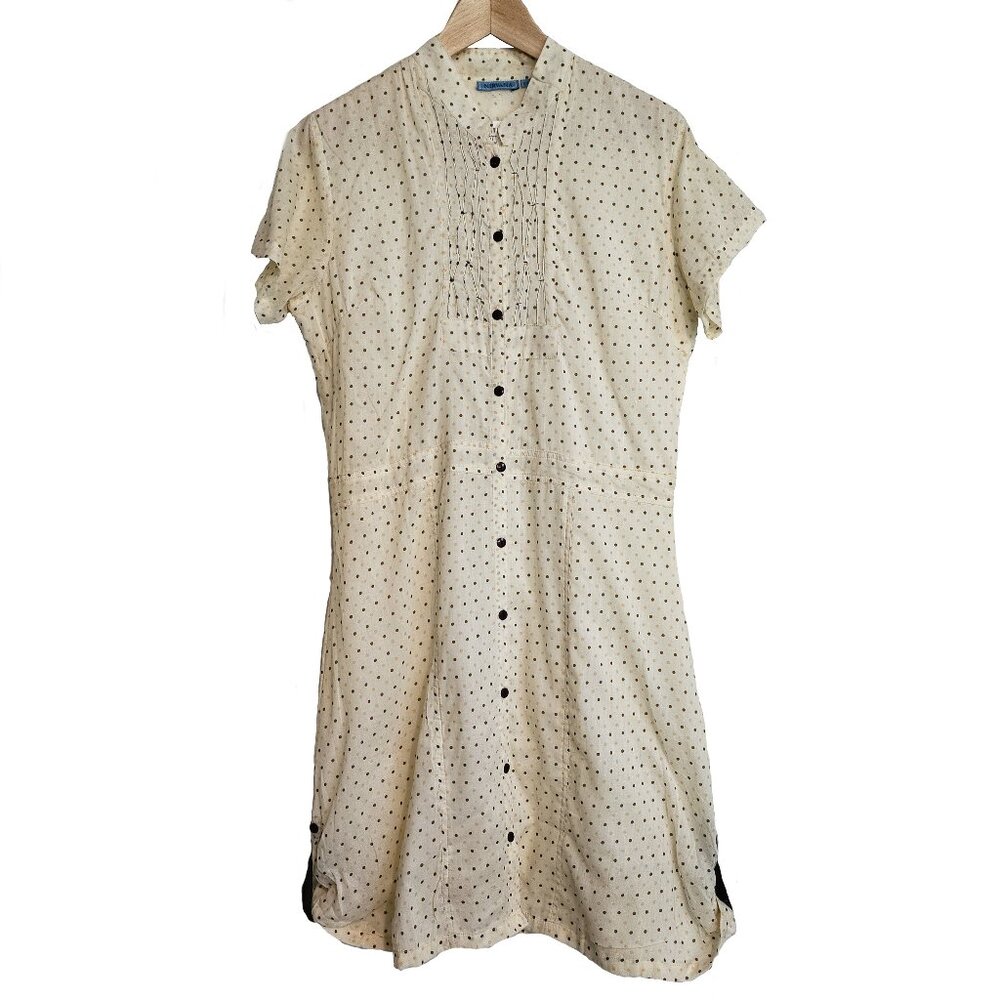 NWT NIRVANA Cream With Orange & Brown Polka Dot Cotton Mini Dress Size Large